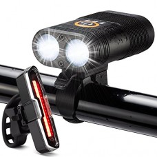 DiKoMo BIKE LIGHT FRONT AND BACK - Super Bright LED Bicycle Lights Front and Rear Set With Battery Indicator Rechargeable Mountain Bike Light Road Bike Light For Night Riding - B07C3K2JF1